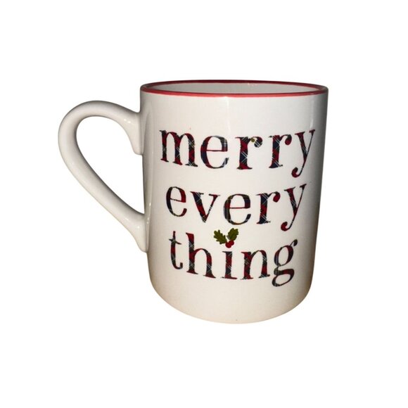 Stoneware Christmas Mug "Merry Everything" 3.75 Inch Tall Made In China - Picture 1 of 5